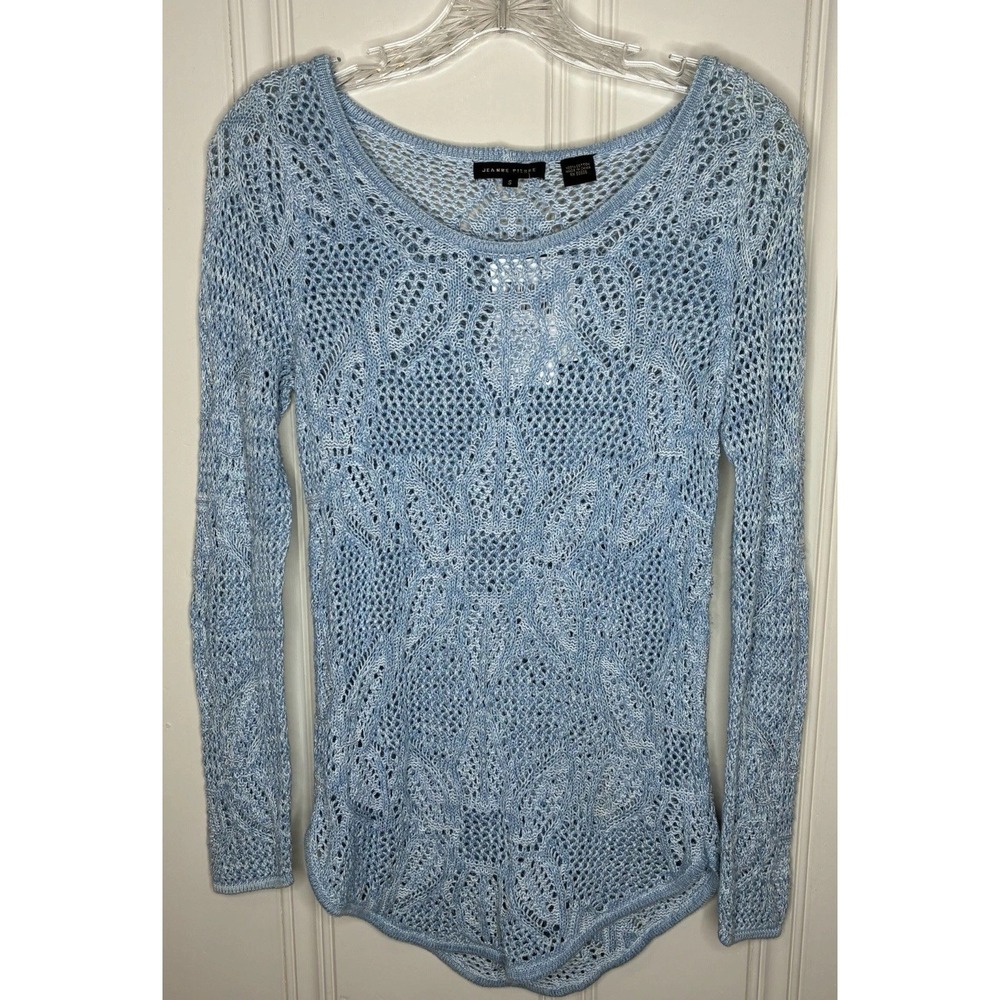 NEW Jeanne Pierre long sleeve open stitch lace top Sz S whimsy fairy boho capsul